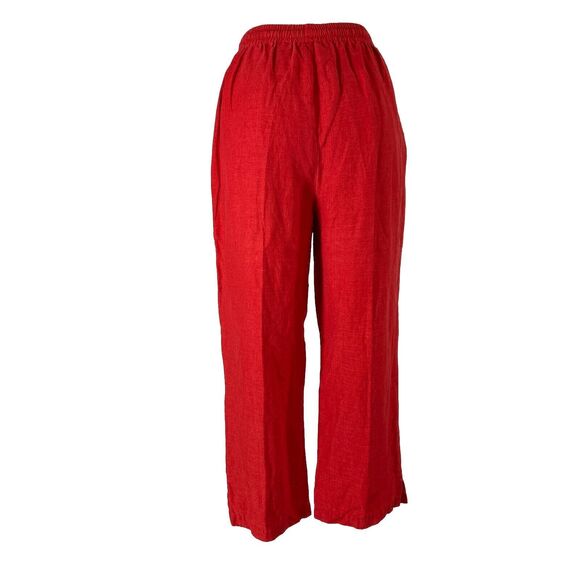 Erin London Pants Womens S Red Silk Linen Rayon Pocket Ankle Split Drawstring - Picture 3 of 6